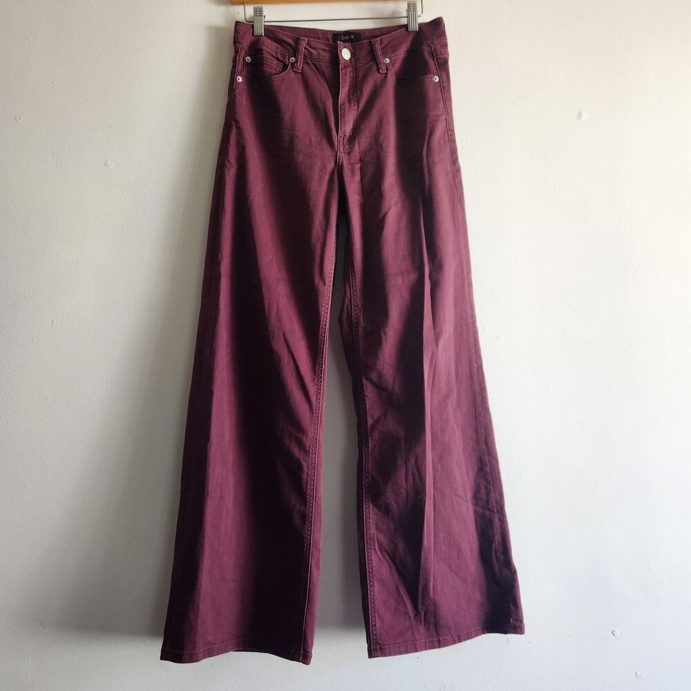 Quince Bella Stretch Wide Leg Jeans Wine Tasting Red 28 old money quiet luxury